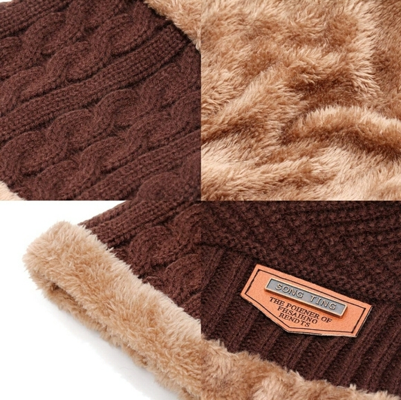 2-PIECES WINTER BEANIE HAT SCARF SET WARM KNIT HAT - Picture 8 of 12